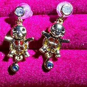 ⭐️NEW⭐️ 14K Gold Plated Gemstone Pokemon Squirtle Stud Earring Set